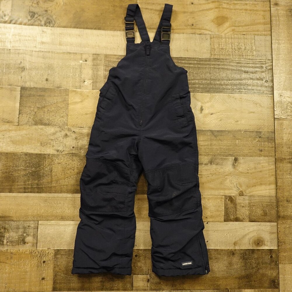 Lands’ End Kids Squall Waterproof Insulated Snow Bibs Size 5‎ Navy Winter